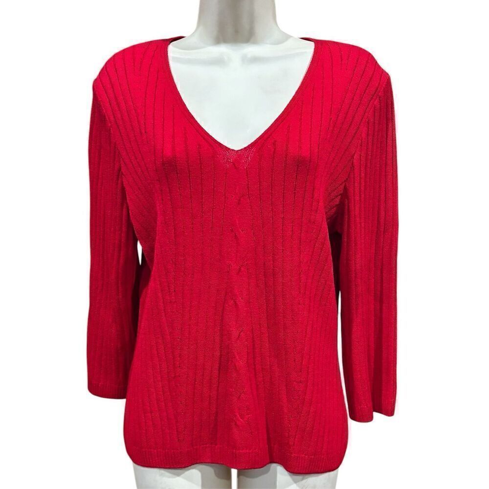 St. John Wool Blend Pull Over Sweater in Real Red NWT Size Medium